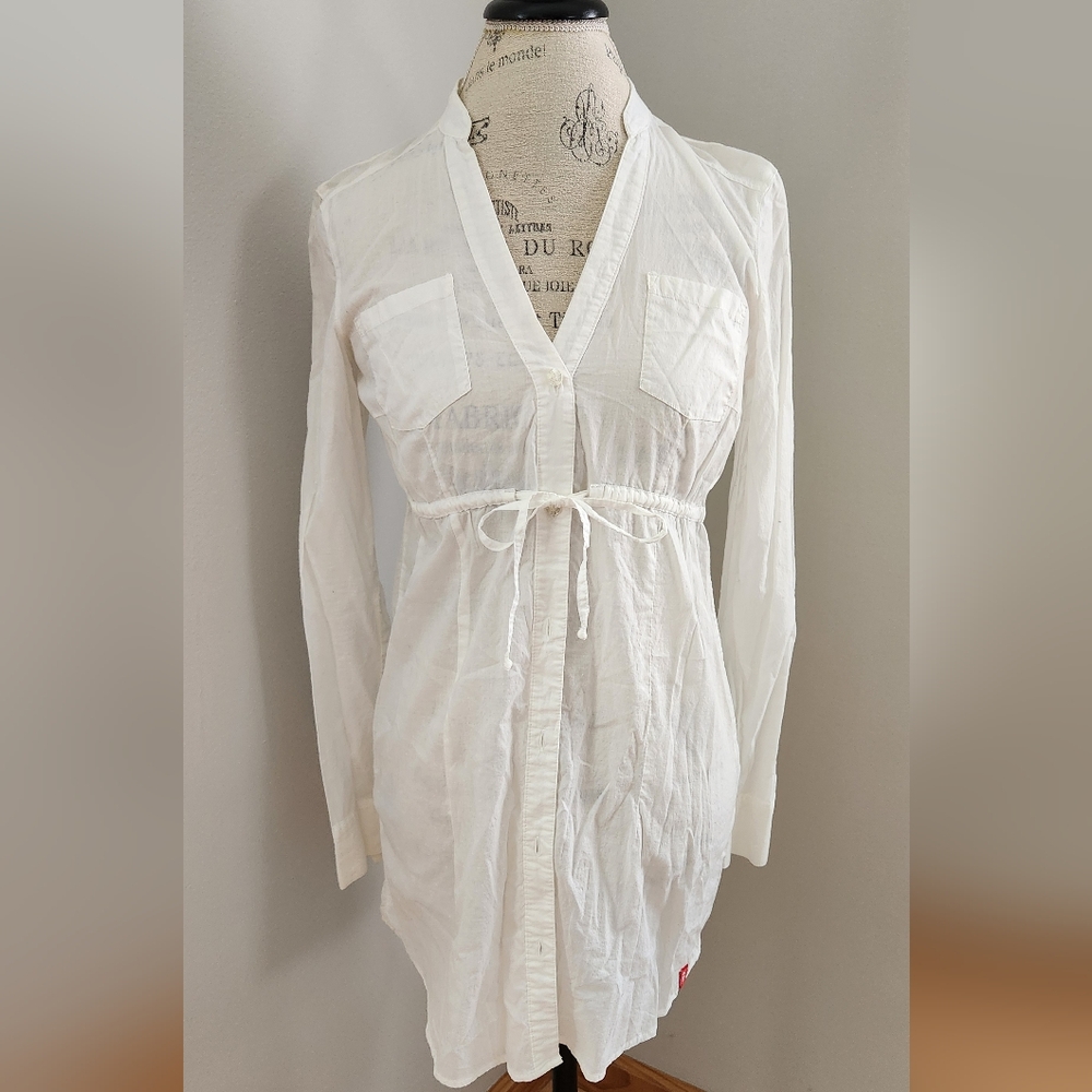 EDC (ESPRIT) lightweight cotton white tunic or beach cover up in size S